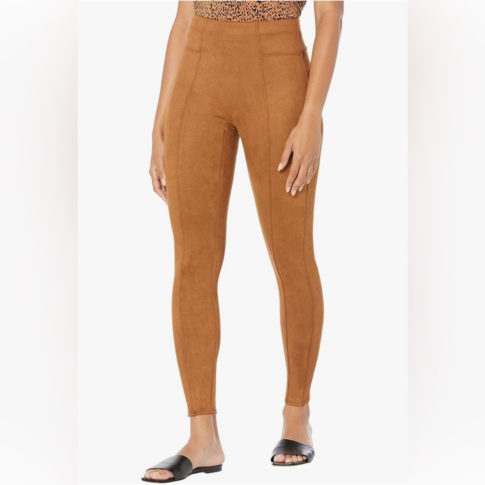 Spanx Women’s Medium Faux Suede High Waist Rich Carmel Slim Fit Pull On Leggings